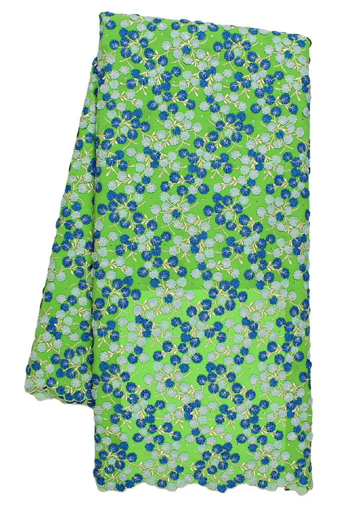 Embroidered allover with sewed on motifs