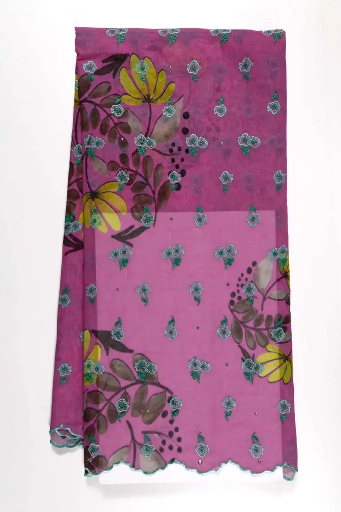 Embroidered allover with strass 