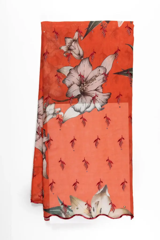 Embroidered allover with strass 