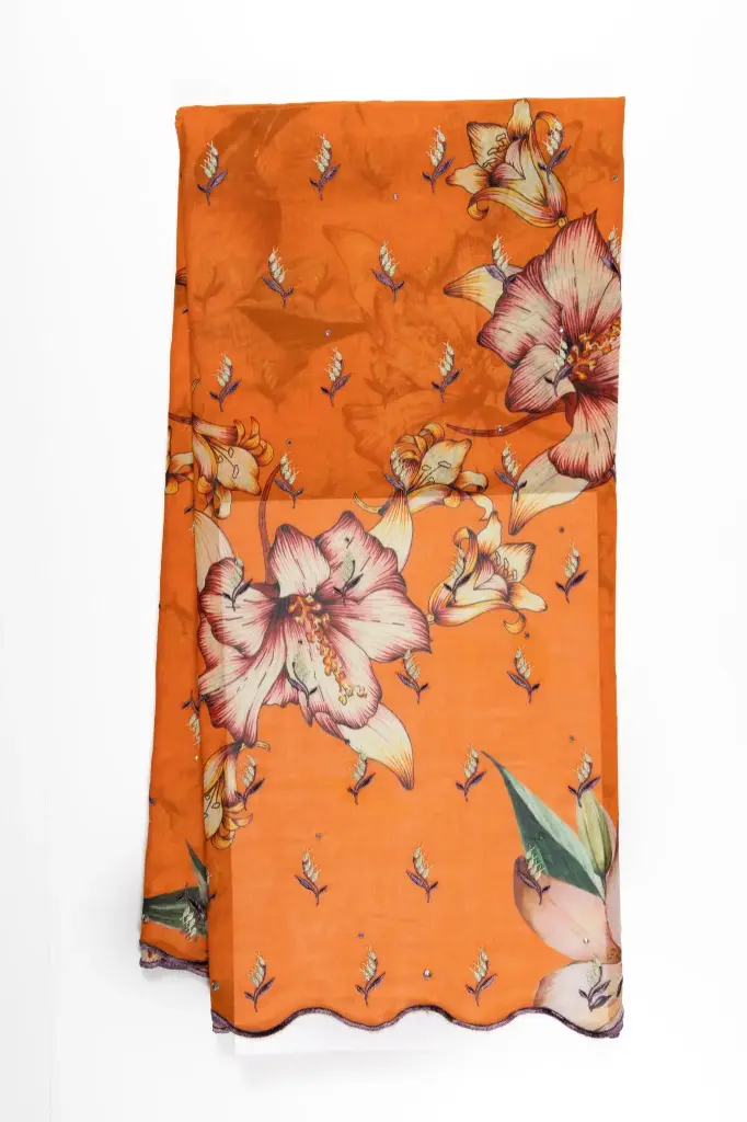 Embroidered allover with strass 
