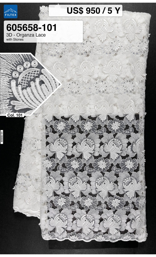 Embroidered allover with strass/ 605658