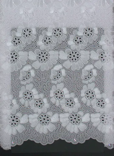 [ST10872-SHT-70387S-White-105-Shadow] Voile lace/SHT-70387 (with stones)