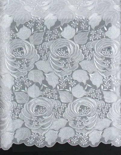 [ST10872-SHT-C-70391S-White-105-Shadow] Voile lace/SHT-70391 (with stones)