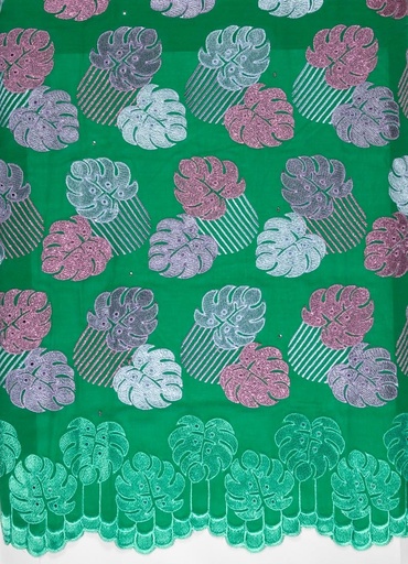 [FT1006-694464-Green-102-Filtex] Embroidered allover with strass