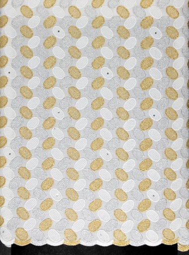 [FT1005-692441-White/Gold-101-Filtex] Embroidered allover with strass