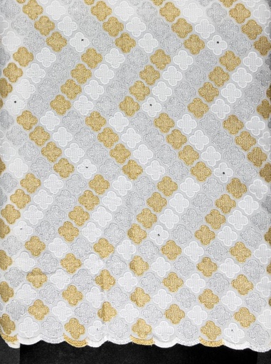 [FT1005-692498-White/Gold-101-Filtex] Embroidered allover with strass