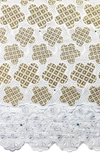[ST10870-6465C-WHITE/GOLD-1-Shadow] Voile lace