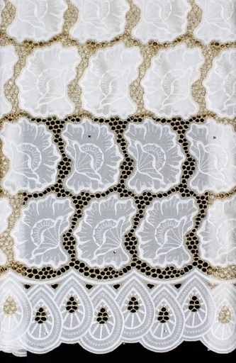 [ST10861-70028-WHITE/GOLD-MIX-Shadow] Dry lace