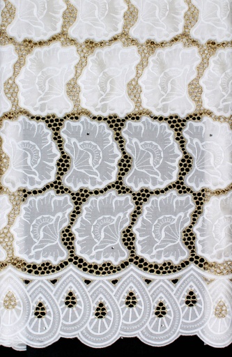 [ST10861-70028-WHITE/GOLD-MIX-Shadow] Dry lace