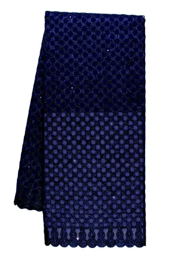[ST10869-70754S-Navy/black-royal-104-Shadow] Voile lace  (with stones)